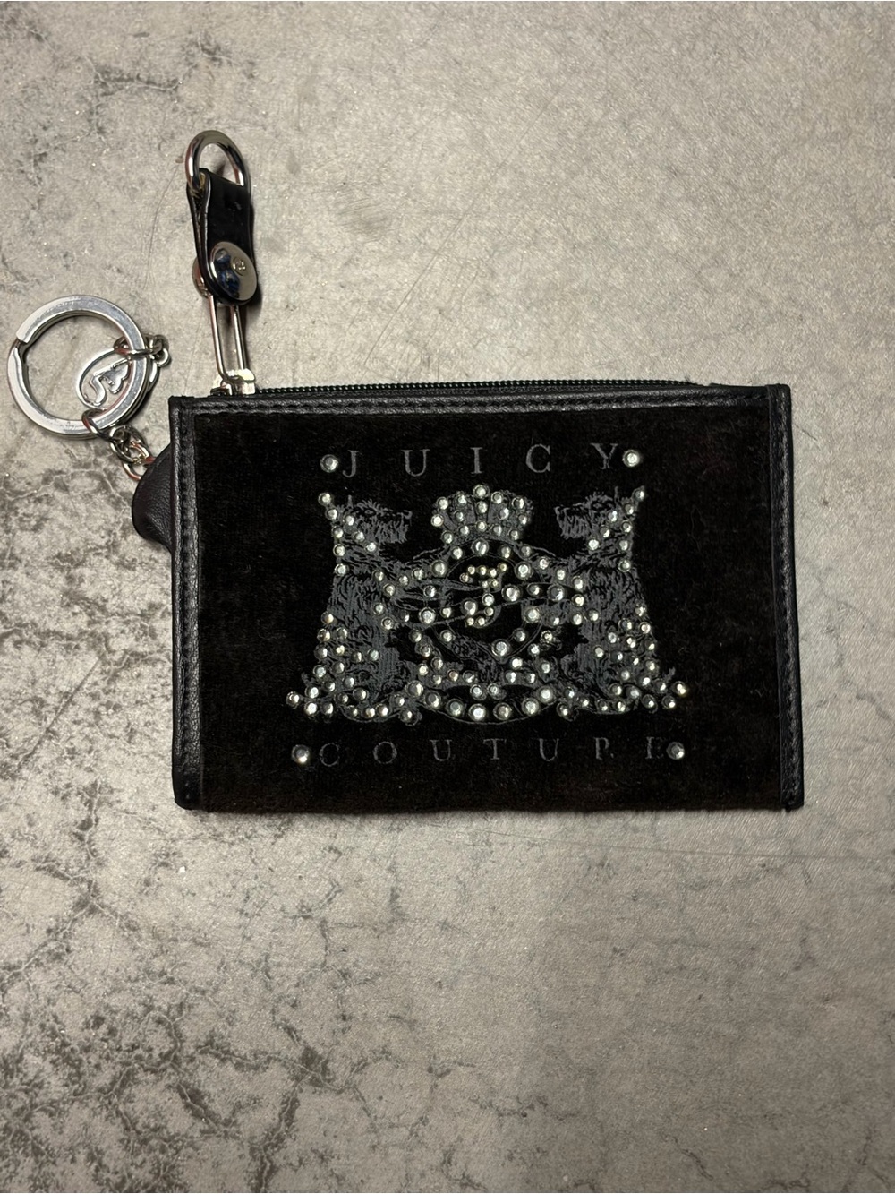 Vintage Juicy Couture Pouch Wallet Brown Velour Scottish Dog Embroidered